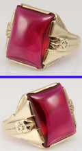 Load image into Gallery viewer, Antique 1920&#39;s Art Deco LARGE 12ct Ruby Handwrought Hand Milgrained 10k Solid Gold Men&#39;s Ring