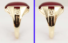 Load image into Gallery viewer, Antique 1920&#39;s Art Deco LARGE 12ct Ruby Handwrought Hand Milgrained 10k Solid Gold Men&#39;s Ring