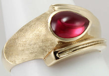 Load image into Gallery viewer, Antique 1930&#39;s Late Period Art Deco Teardrop Cabochon Red Spinel Engraved 10k Solid Gold Men&#39;s Ring