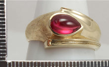 Load image into Gallery viewer, Antique 1930&#39;s Late Period Art Deco Teardrop Cabochon Red Spinel Engraved 10k Solid Gold Men&#39;s Ring