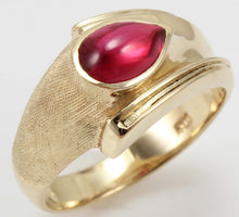 Load image into Gallery viewer, Antique 1930&#39;s Late Period Art Deco Teardrop Cabochon Red Spinel Engraved 10k Solid Gold Men&#39;s Ring