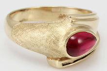 Load image into Gallery viewer, Antique 1930&#39;s Late Period Art Deco Teardrop Cabochon Red Spinel Engraved 10k Solid Gold Men&#39;s Ring