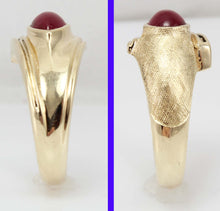 Load image into Gallery viewer, Antique 1930&#39;s Late Period Art Deco Teardrop Cabochon Red Spinel Engraved 10k Solid Gold Men&#39;s Ring