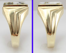 Load image into Gallery viewer, Antique 1920&#39;s Art Deco VERY RARE Natural Gold in Quartz Hand Engraved 10k Solid Gold Men&#39;s Ring