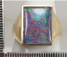 Load image into Gallery viewer, Vintage 1940&#39;s LARGE BRIGHT RAINBOW RARE Black Natural Opal 10k Solid Yellow Gold Men&#39;s Ring