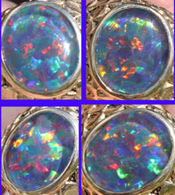 Load image into Gallery viewer, Vintage 1940&#39;s BRIGHT RAINBOW RARE Black Natural Opal 10k Solid Yellow Gold Men&#39;s Ring