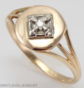 Antique SIGNED Ostby & Barton 1920's Art Deco Diamond 10k Rose & White Gold Ladies Cocktail Ring