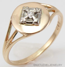 Load image into Gallery viewer, Antique SIGNED Ostby &amp; Barton 1920&#39;s Art Deco Diamond 10k Rose &amp; White Gold Ladies Cocktail Ring