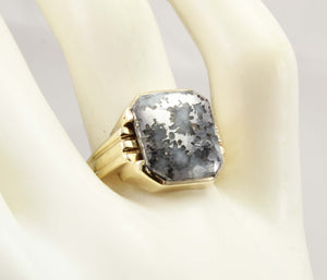 Antique Stern & Stern of NY Art Deco RARE Natural Silver Ore in Quartz 10k Solid Gold Men's Ring