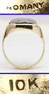 Antique Stern & Stern of NY Art Deco RARE Natural Silver Ore in Quartz 10k Solid Gold Men's Ring