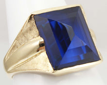 Load image into Gallery viewer, Antique 1920&#39;s Art Deco UNUSUAL Peaked Cut 8ct Blue Spinel Hand Engraved 10k Solid  Gold Men&#39;s Ring