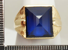 Load image into Gallery viewer, Antique 1920&#39;s Art Deco UNUSUAL Peaked Cut 8ct Blue Spinel Hand Engraved 10k Solid  Gold Men&#39;s Ring