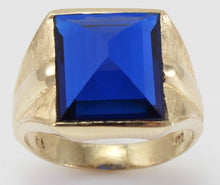 Load image into Gallery viewer, Antique 1920&#39;s Art Deco UNUSUAL Peaked Cut 8ct Blue Spinel Hand Engraved 10k Solid  Gold Men&#39;s Ring