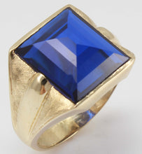 Load image into Gallery viewer, Antique 1920&#39;s Art Deco UNUSUAL Peaked Cut 8ct Blue Spinel Hand Engraved 10k Solid  Gold Men&#39;s Ring