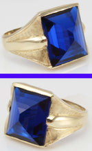 Load image into Gallery viewer, Antique 1920&#39;s Art Deco UNUSUAL Peaked Cut 8ct Blue Spinel Hand Engraved 10k Solid  Gold Men&#39;s Ring