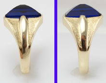 Load image into Gallery viewer, Antique 1920&#39;s Art Deco UNUSUAL Peaked Cut 8ct Blue Spinel Hand Engraved 10k Solid  Gold Men&#39;s Ring