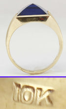 Load image into Gallery viewer, Antique 1920&#39;s Art Deco UNUSUAL Peaked Cut 8ct Blue Spinel Hand Engraved 10k Solid  Gold Men&#39;s Ring