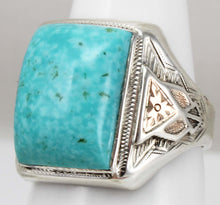 Load image into Gallery viewer, Antique Art Deco RARE Kingman Mine Birdseye Water Web Turquoise Silver &amp; 10k Rose Gold Men&#39;s Ring