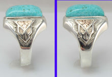 Load image into Gallery viewer, Antique Art Deco RARE Kingman Mine Birdseye Water Web Turquoise Silver &amp; 10k Rose Gold Men&#39;s Ring