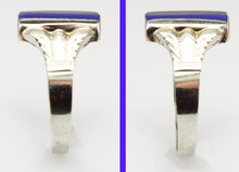 Load image into Gallery viewer, Antique 1920&#39;s Art Deco RARE Natural Lapis &amp; Onyx Intarsia Inlay 10k Solid White Gold Ring