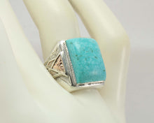 Load image into Gallery viewer, Antique Art Deco RARE Kingman Mine Birdseye Water Web Turquoise Silver &amp; 10k Rose Gold Men&#39;s Ring