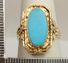 Load image into Gallery viewer, Antique 1920&#39;s Art Deco GREEN/BLUE Opal &amp; Persian Turquoise 10k Solid Gold Cocktail RARE Flip Ring