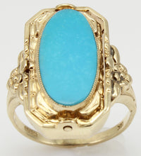 Load image into Gallery viewer, Antique 1920&#39;s Art Deco GREEN/BLUE Opal &amp; Persian Turquoise 10k Solid Gold Cocktail RARE Flip Ring