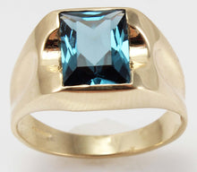 Load image into Gallery viewer, Vintage 1940&#39;s SIGNED Budlong Docherty Armstrong Natural London Blue Topaz 10k Solid Gold Men&#39;s Ring