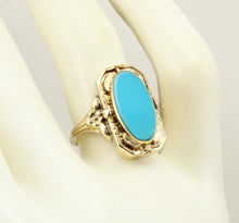 Load image into Gallery viewer, Antique 1920&#39;s Art Deco GREEN/BLUE Opal &amp; Persian Turquoise 10k Solid Gold Cocktail RARE Flip Ring