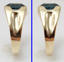 Load image into Gallery viewer, Vintage 1940&#39;s SIGNED Budlong Docherty Armstrong Natural London Blue Topaz 10k Solid Gold Men&#39;s Ring