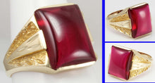 Load image into Gallery viewer, Vintage 1940&#39;s LARGE 12ct Ruby 10k Solid Yellow Gold Men&#39;s Ring