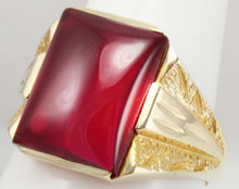 Load image into Gallery viewer, Vintage 1940&#39;s LARGE 12ct Ruby 10k Solid Yellow Gold Men&#39;s Ring