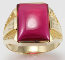 Load image into Gallery viewer, Vintage 1940&#39;s LARGE 12ct Ruby 10k Solid Yellow Gold Men&#39;s Ring