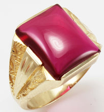 Load image into Gallery viewer, Vintage 1940&#39;s LARGE 12ct Ruby 10k Solid Yellow Gold Men&#39;s Ring