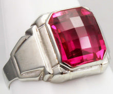 Load image into Gallery viewer, Antique 1920&#39;s Art Deco Ostby &amp; Barton 8ct Checkerboard Cut Ruby 10k Solid White Gold Men&#39;s Ring