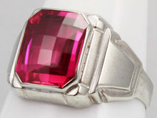 Load image into Gallery viewer, Antique 1920&#39;s Art Deco Ostby &amp; Barton 8ct Checkerboard Cut Ruby 10k Solid White Gold Men&#39;s Ring