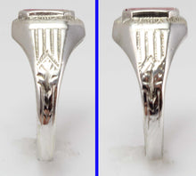 Load image into Gallery viewer, Antique Art Deco Ostby &amp; Barton 3.5ct Window Pane Emerald Cut Ruby 10k Solid White Gold Men&#39;s Ring