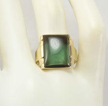 Load image into Gallery viewer, Antique 1920&#39;s Art Deco LARGE 12ct Green Sapphire Hand Engraved 10k Solid Yellow Gold Men&#39;s Ring