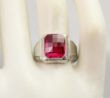 Load image into Gallery viewer, Antique 1920&#39;s Art Deco Ostby &amp; Barton 8ct Checkerboard Cut Ruby 10k Solid White Gold Men&#39;s Ring