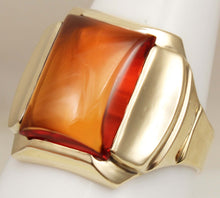 Load image into Gallery viewer, Antique 1920&#39;s Art Deco LARGE 12ct Orange Sapphire 10k Solid Yellow Gold Men&#39;s Ring