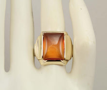 Load image into Gallery viewer, Antique 1920&#39;s Art Deco LARGE 12ct Orange Sapphire 10k Solid Yellow Gold Men&#39;s Ring