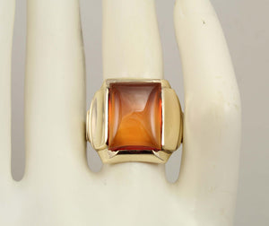 Antique 1920's Art Deco LARGE 12ct Orange Sapphire 10k Solid Yellow Gold Men's Ring