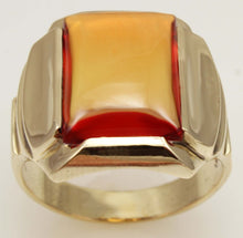 Load image into Gallery viewer, Antique 1920&#39;s Art Deco LARGE 12ct Orange Sapphire 10k Solid Yellow Gold Men&#39;s Ring