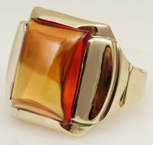 Load image into Gallery viewer, Antique 1920&#39;s Art Deco LARGE 12ct Orange Sapphire 10k Solid Yellow Gold Men&#39;s Ring