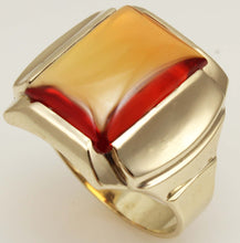 Load image into Gallery viewer, Antique 1920&#39;s Art Deco LARGE 12ct Orange Sapphire 10k Solid Yellow Gold Men&#39;s Ring