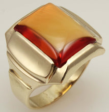 Load image into Gallery viewer, Antique 1920&#39;s Art Deco LARGE 12ct Orange Sapphire 10k Solid Yellow Gold Men&#39;s Ring