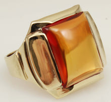 Load image into Gallery viewer, Antique 1920&#39;s Art Deco LARGE 12ct Orange Sapphire 10k Solid Yellow Gold Men&#39;s Ring