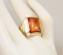 Load image into Gallery viewer, Antique 1920&#39;s Art Deco LARGE 12ct Orange Sapphire 10k Solid Yellow Gold Men&#39;s Ring