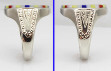 Load image into Gallery viewer, Antique BELAIS of NY Art Deco Lapis Malachite Opal Serpentine Inlay 10k Solid White Gold Men&#39;s Ring