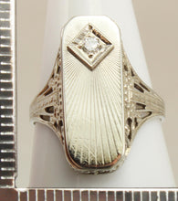 Load image into Gallery viewer, Antique JR WOOD of NY 1920&#39;s Art Deco Diamond 14k Solid White Gold Filigree Ladies Cocktail Ring